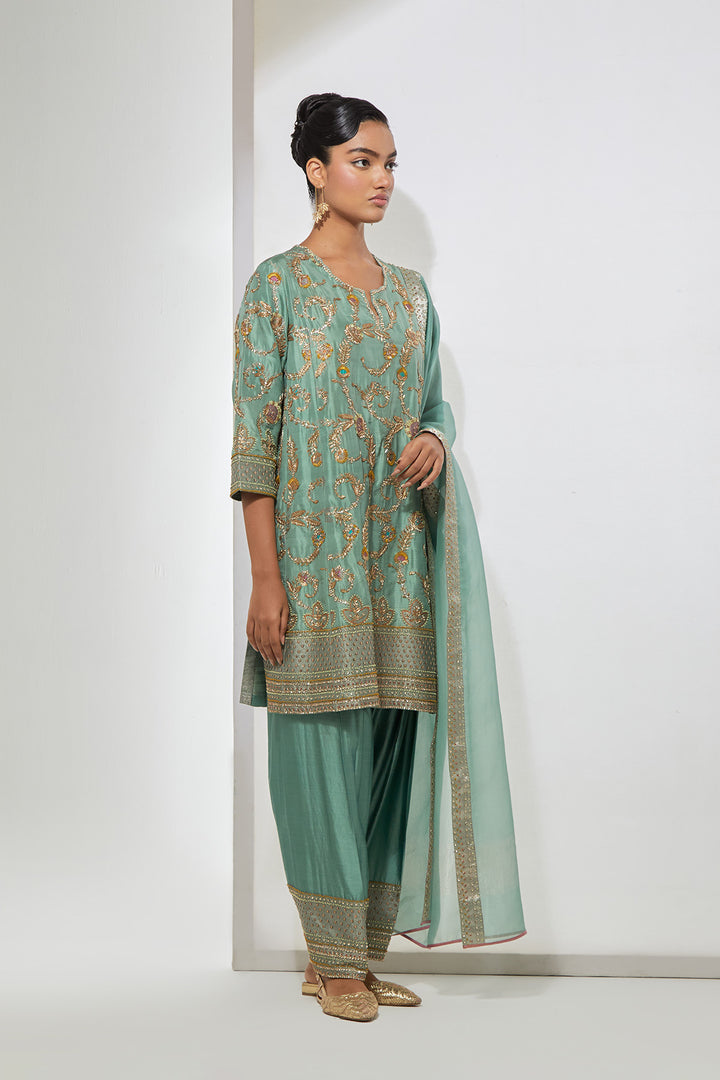 Rain Storm Embroidered Kurta Set with Dupatta