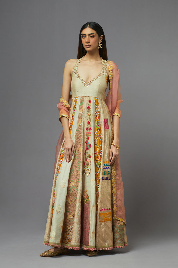 Ivory &amp; Gold anarkali set