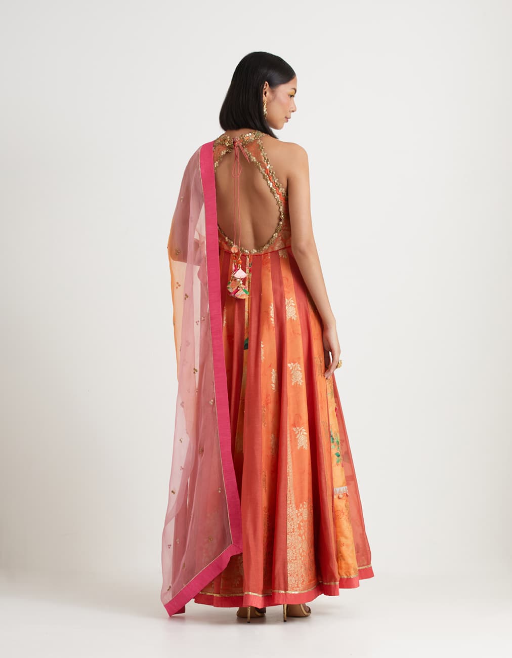 Orange Anarkali Set