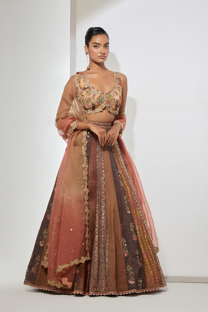 Amber Bloom - Multi-Panelled Embroidered Lehenga Set