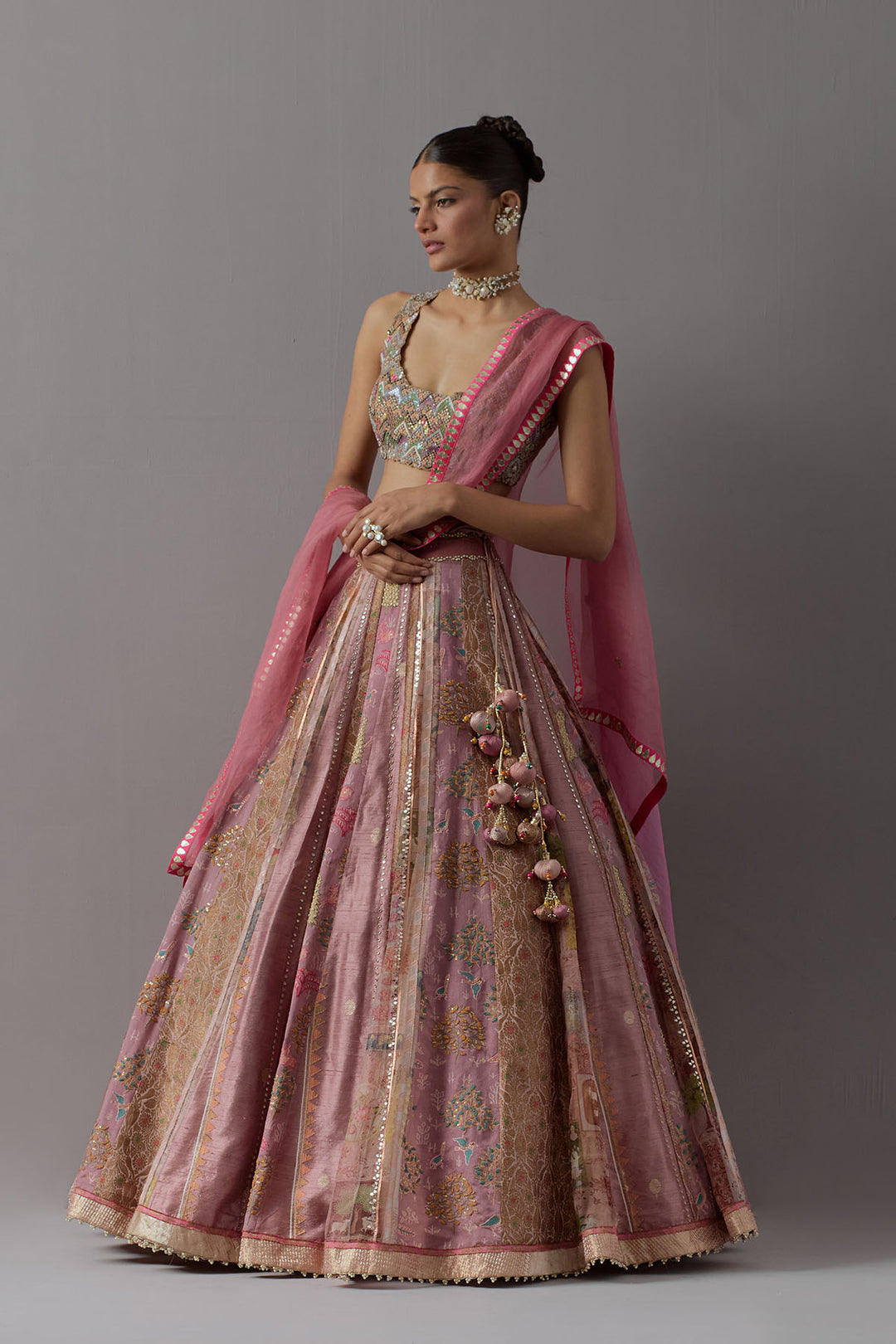 Blush pink embroidered lehenga choli with dupatta