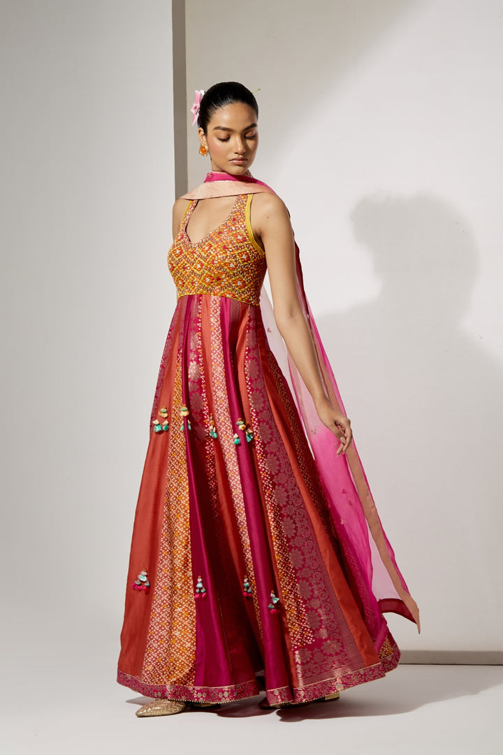 Amber Gulzar Silk Anarkali Set
