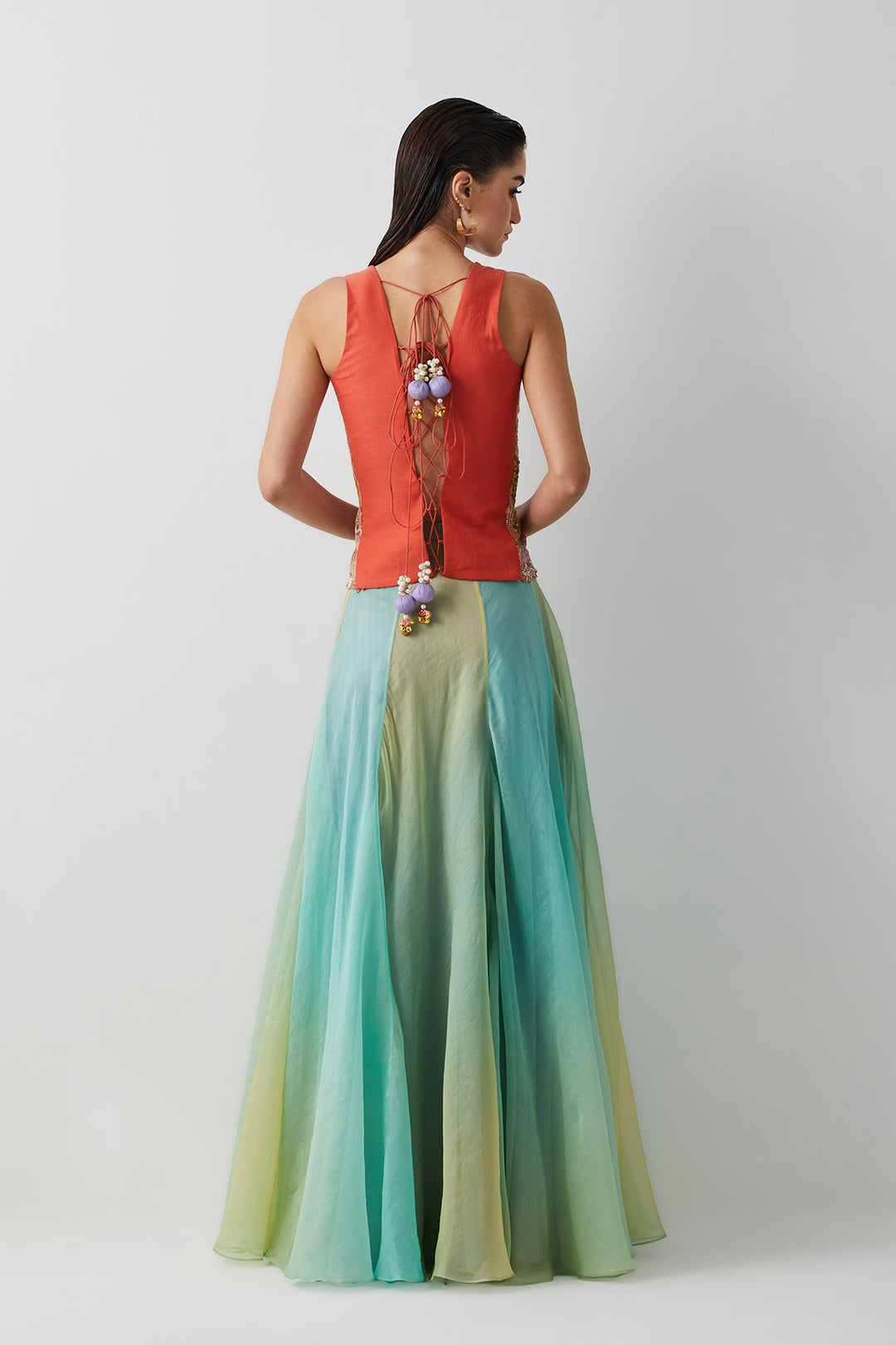 Aqua Green Ombre Corset Skirt Set