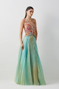 Aqua Green Ombre Corset Skirt Set