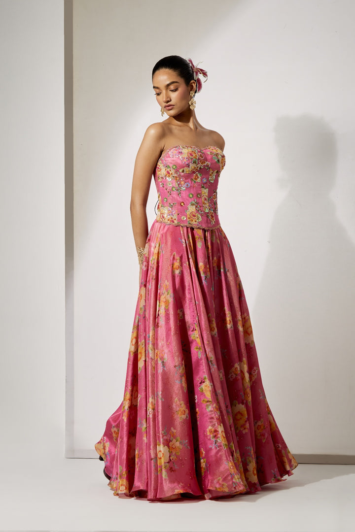 Rose Pink Corset &amp; Skirt Set