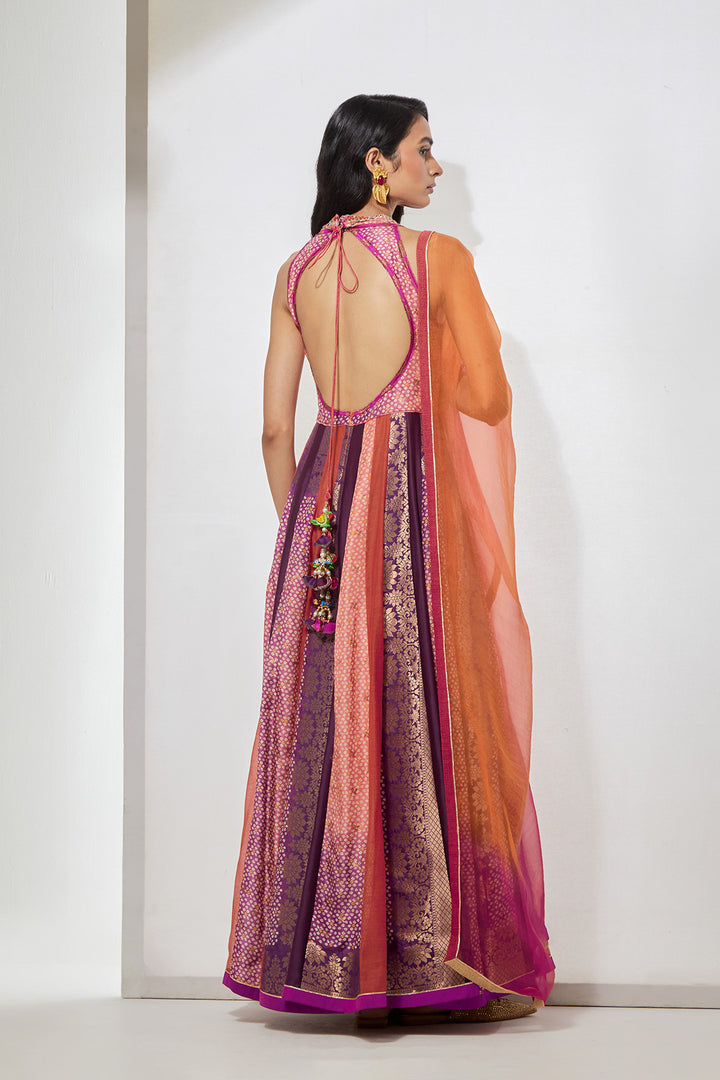 Fuchsia &amp; Purple Embellished Anarkali