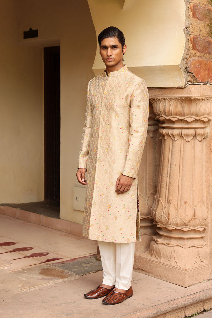Ivory embroidered sherwani set
