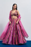 Fuchsia pink embroidered lehenga dupatta set