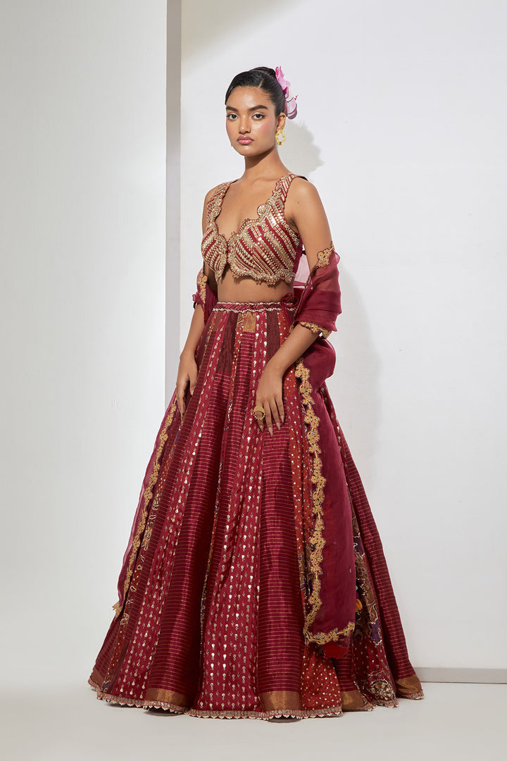 Rani Pink Banarasi Silk Lehenga Choli Set with Heavy Hand-Embroidered Blouse