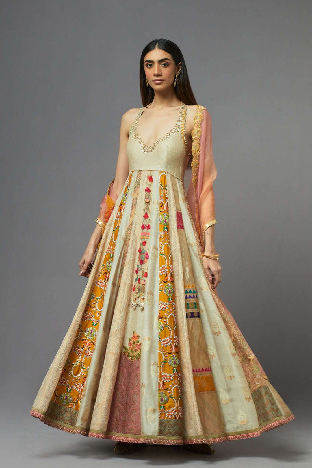 Ivory &amp; Gold anarkali set