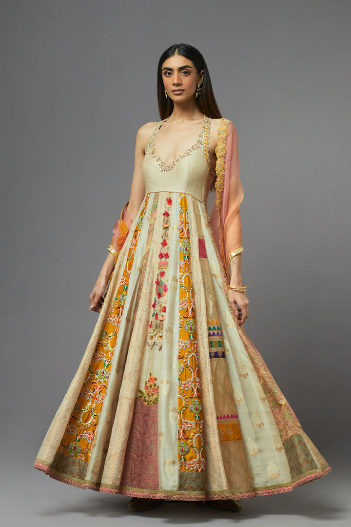 Ivory &amp; Gold anarkali set
