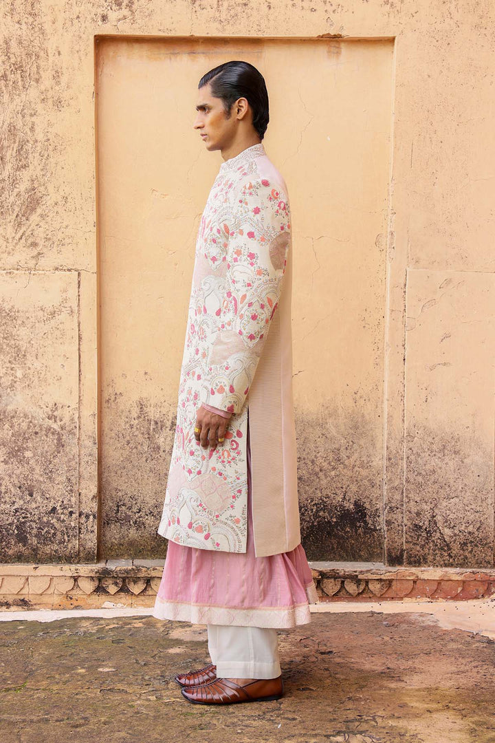 Ivory embroidered sherwani set