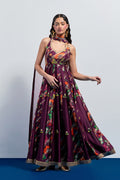 Wine multicolour anarkali set