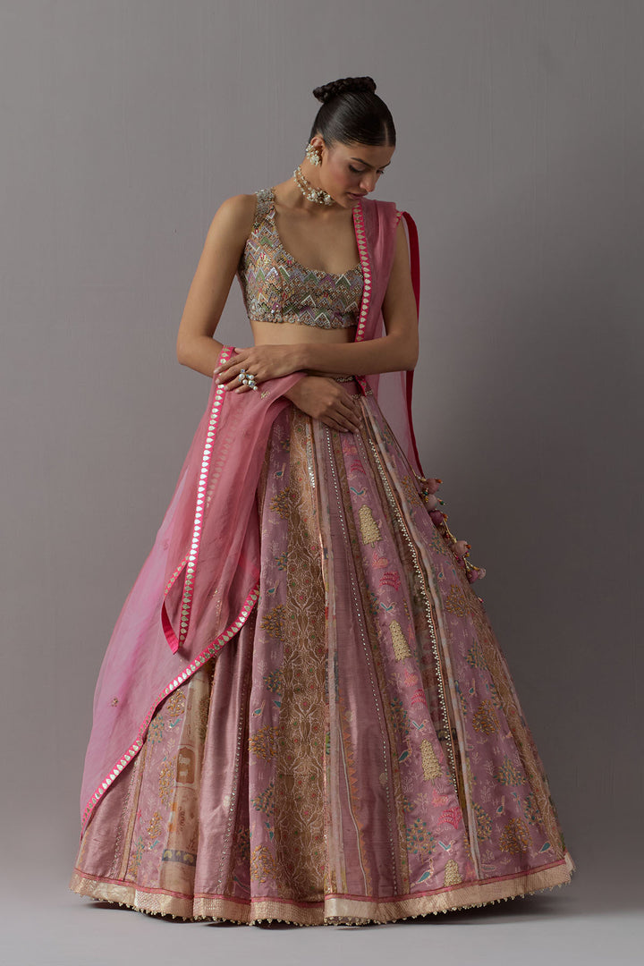 Blush pink embroidered lehenga choli with dupatta