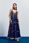 Royal blue multicolour anarkali set