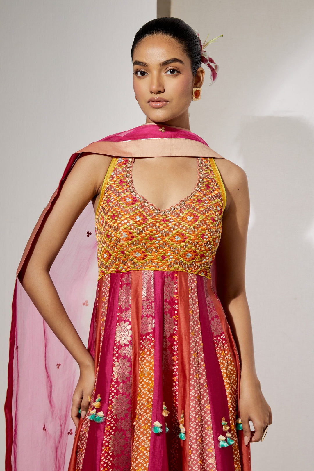Amber Gulzar Silk Anarkali Set