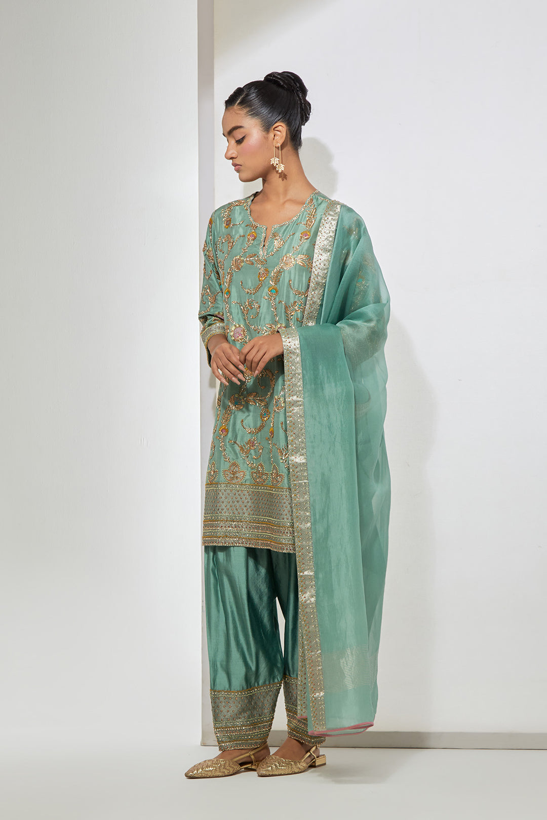 Rain Storm Embroidered Kurta Set with Dupatta