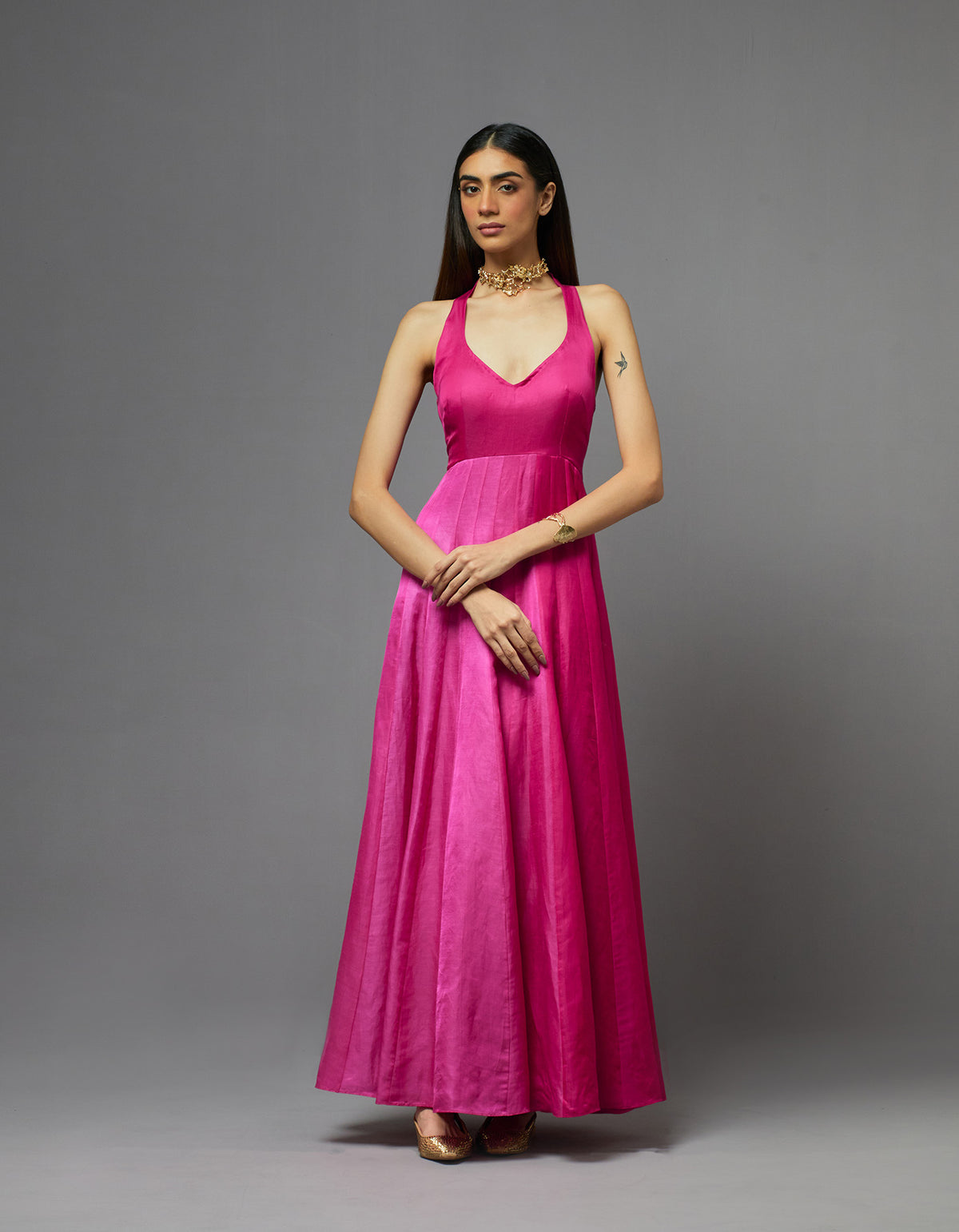 Hot Pink Cape with Anarkali
