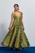Lime green embroidered anarkali set