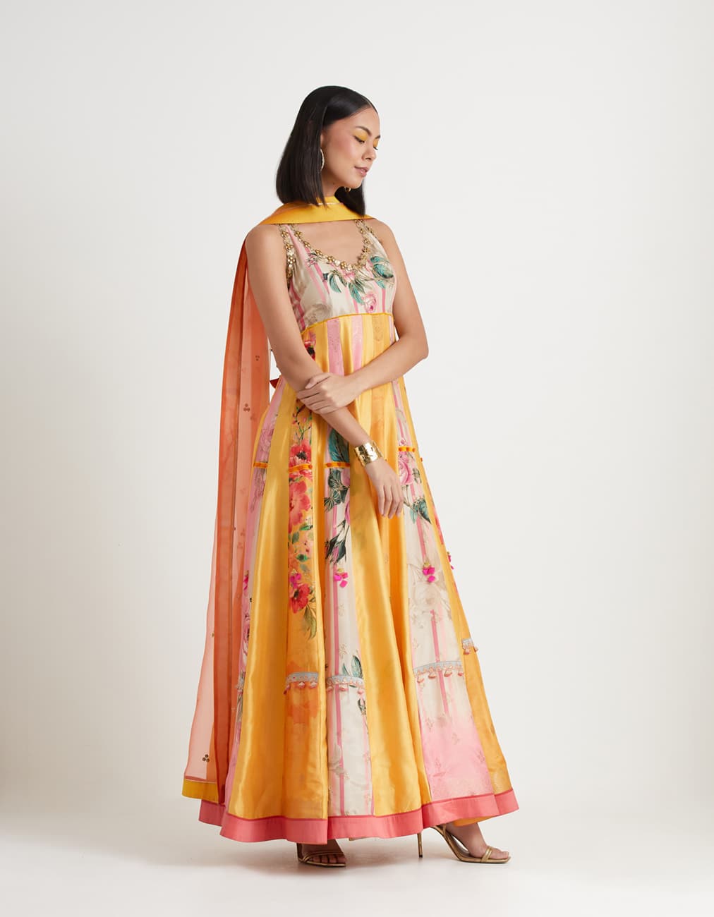 Mustard Anarkali Set