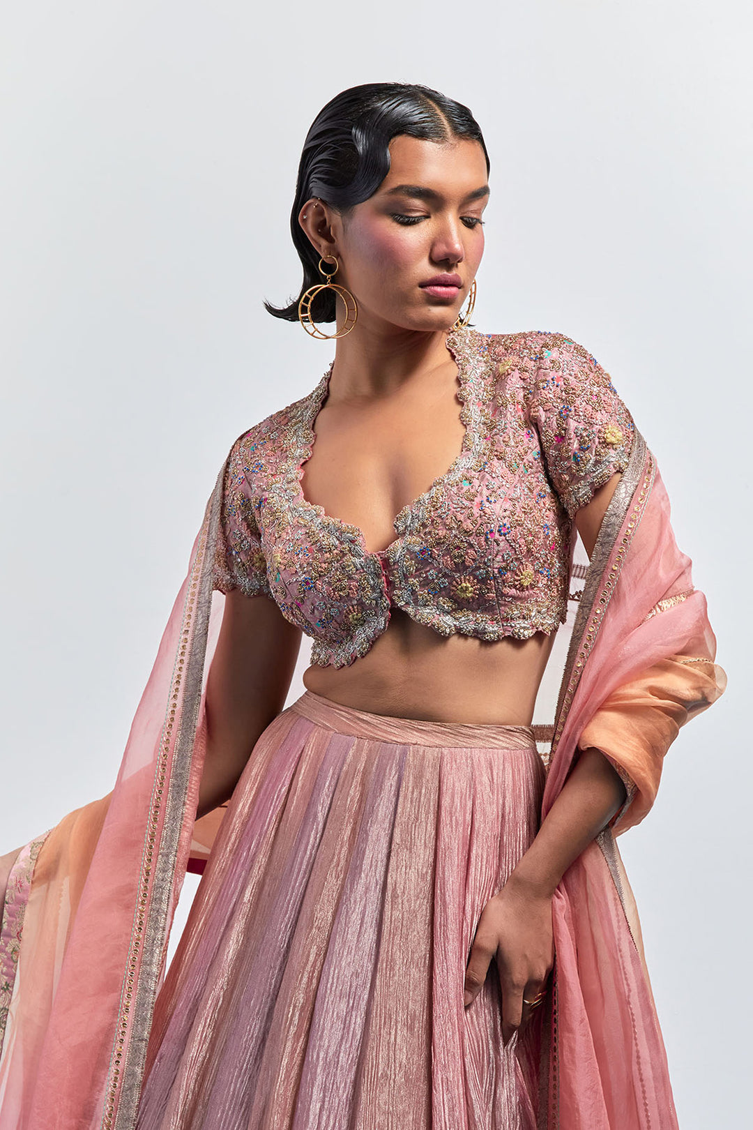Rose pink lehenga choli dupatta set
