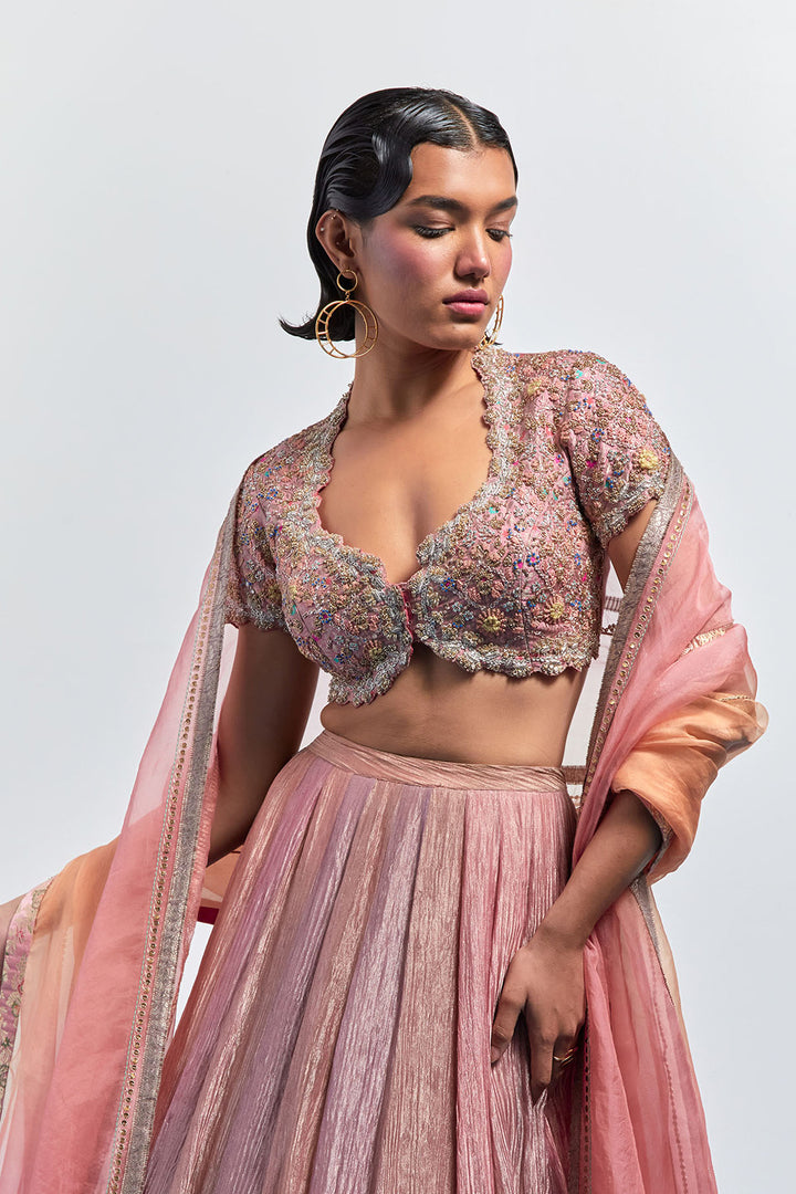 Rose pink lehenga choli dupatta set