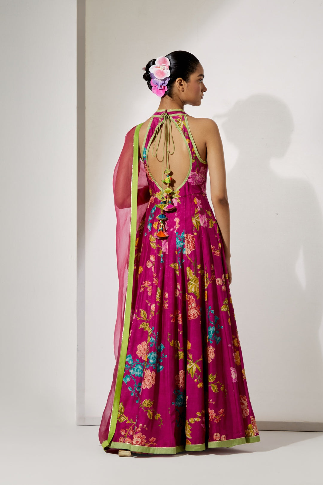Fuchsia Bloom Silk Anarkali Set