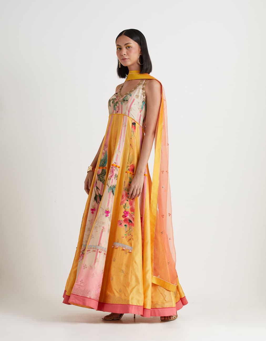 Mustard Anarkali Set