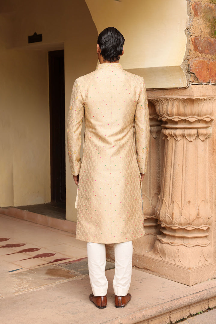 Ivory embroidered sherwani set