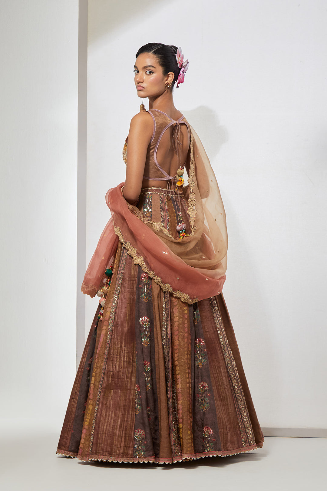 Amber Bloom - Multi-Panelled Embroidered Lehenga Set
