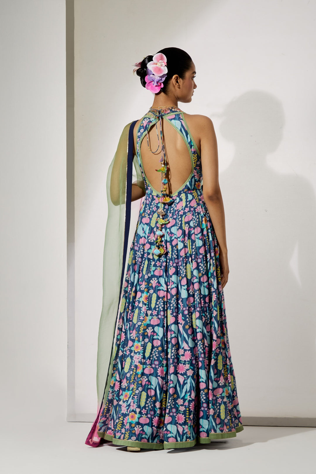 Midnight Bloom Silk Anarkali Set