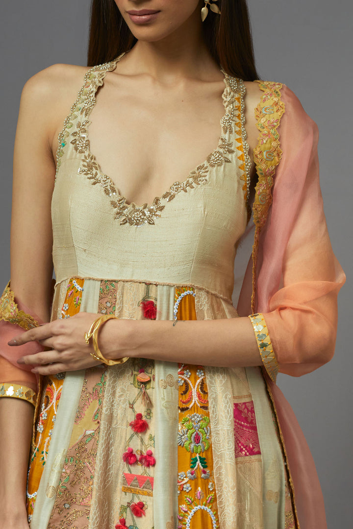Ivory &amp; Gold anarkali set