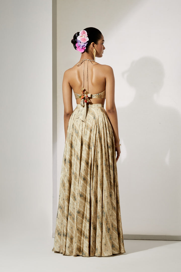 Ivory Bloom Halter Blouse &amp; Skirt Set