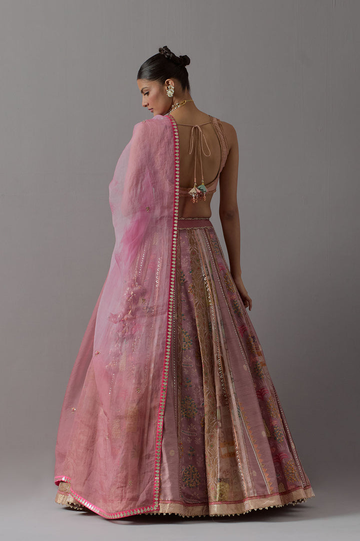 Blush pink embroidered lehenga choli with dupatta