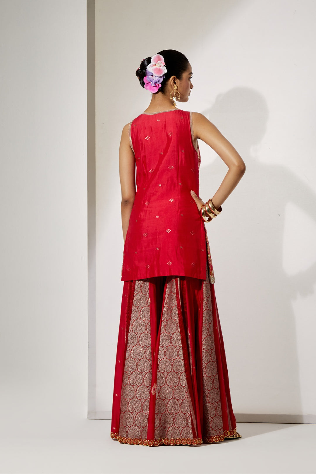 Ruby Royale Embroidered Sharara Set