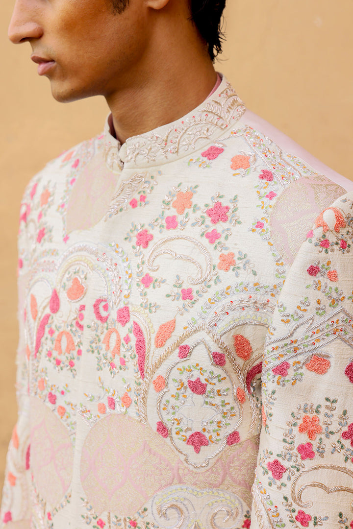 Ivory embroidered sherwani set