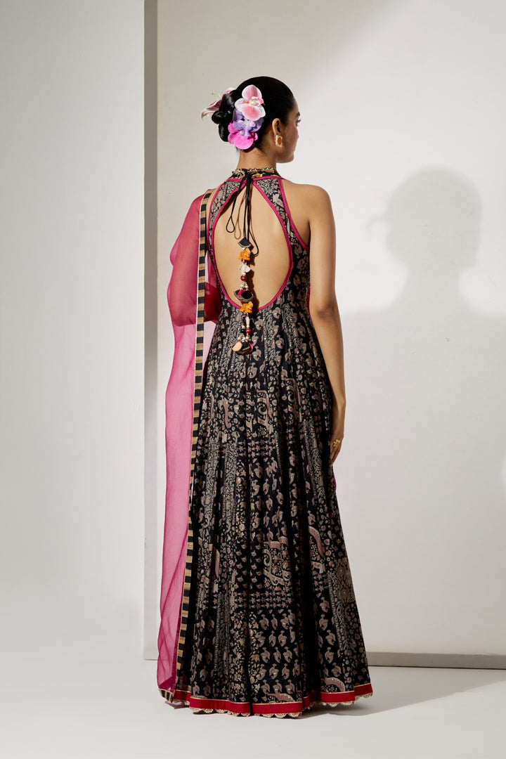 Noir Zari Silk Anarkali Set | RTS
