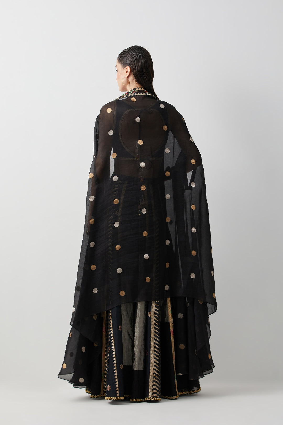 Black Silk &amp; Brocade Cape Set