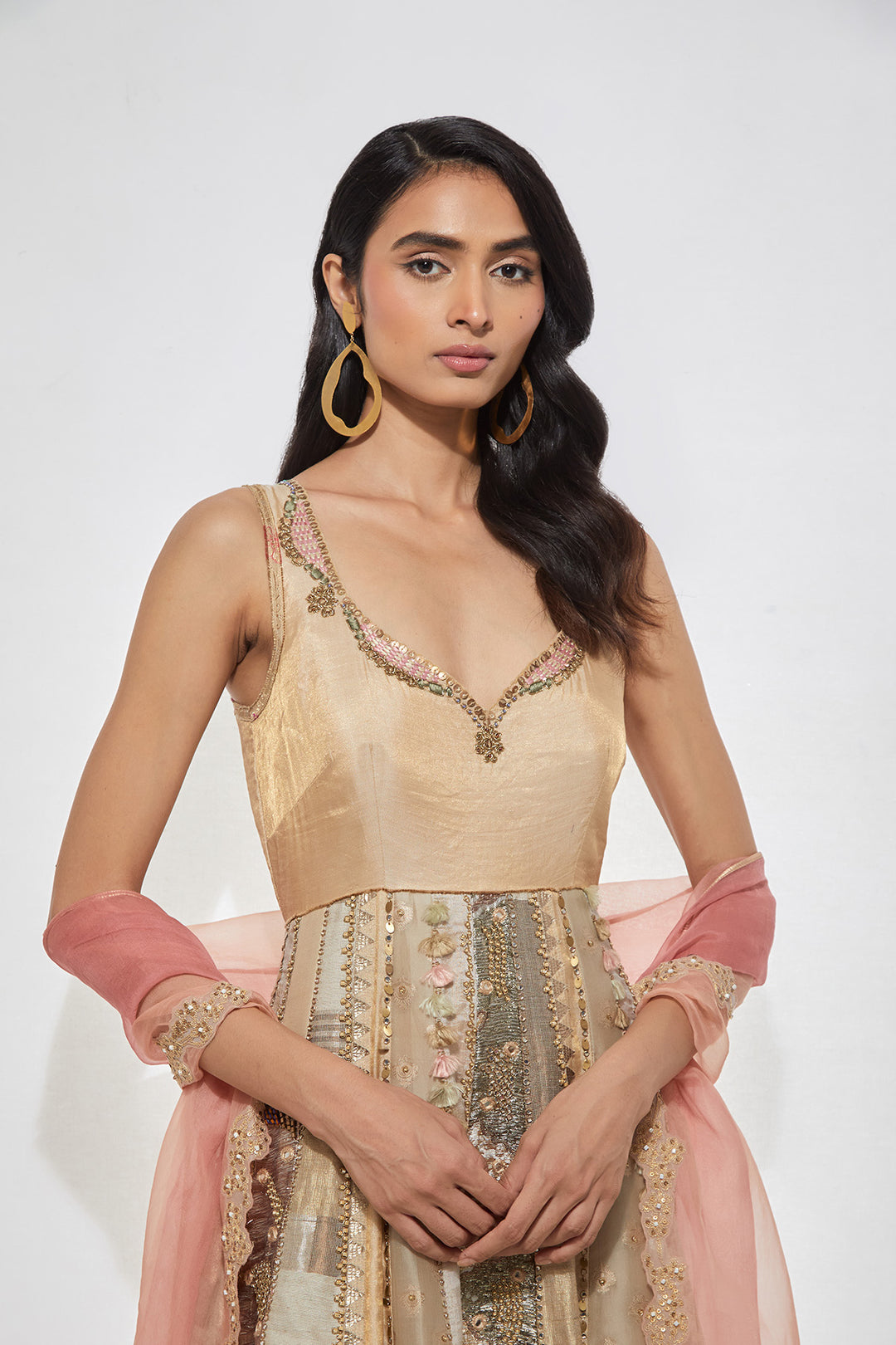Ivory Embellished Anarkali Set