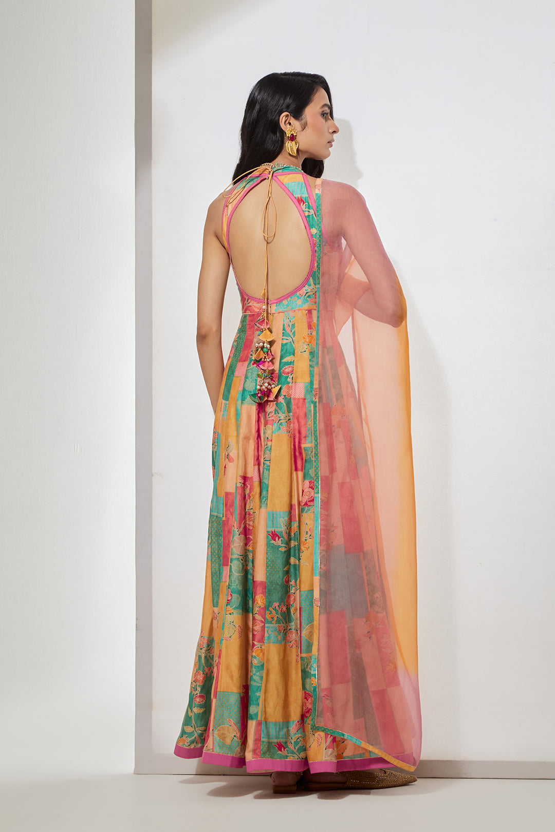 Pastel Floral Printed Anarkali Set