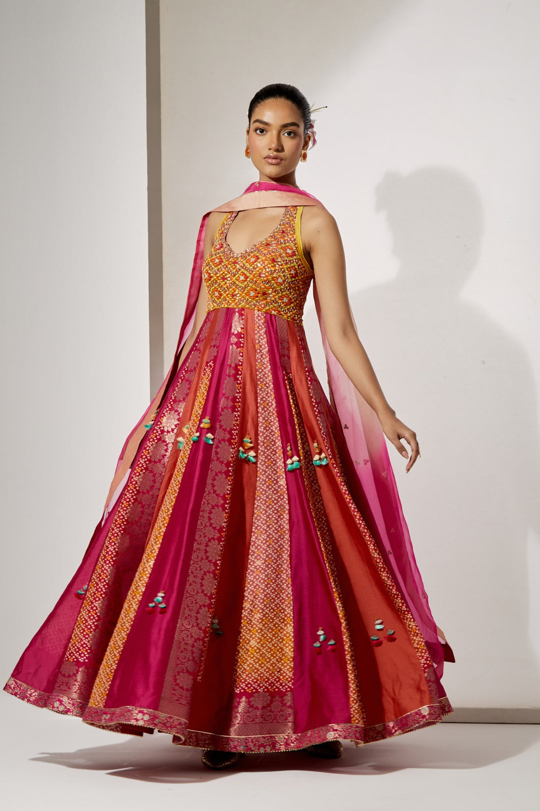 Amber Gulzar Silk Anarkali Set