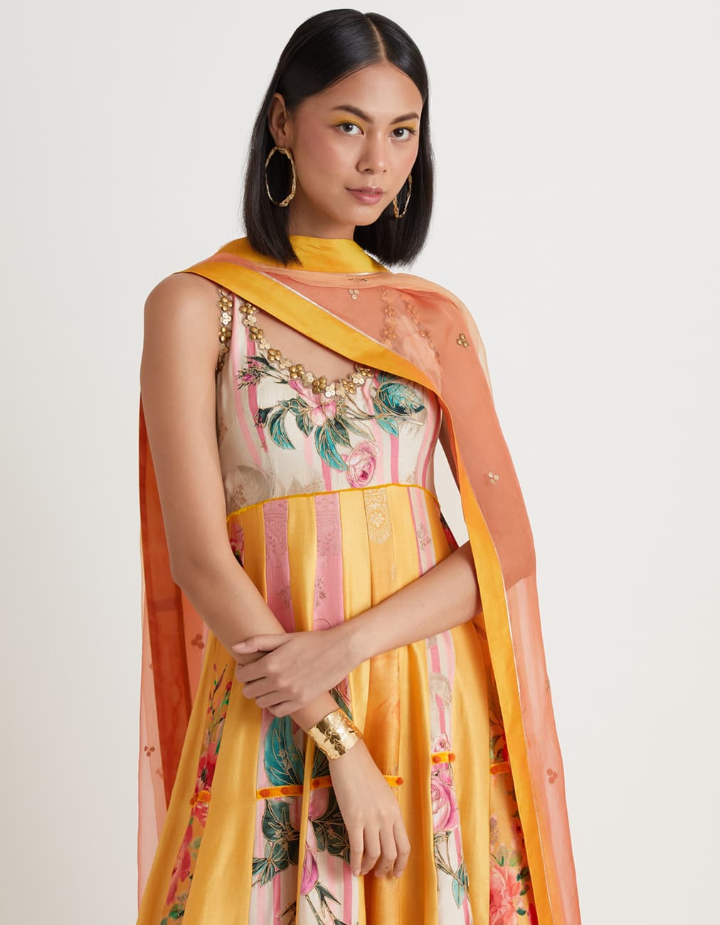 Mustard Anarkali Set