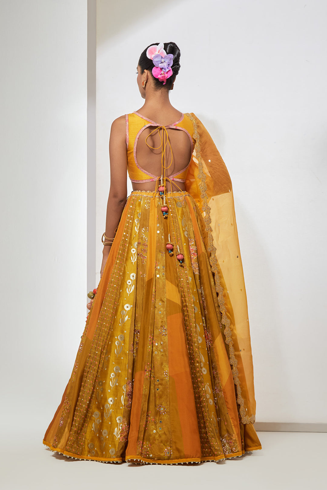 Mustard Embroidered Lehenga Set with Dupatta