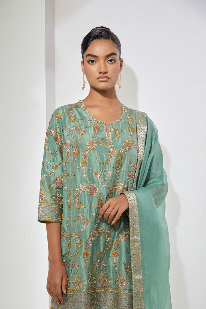 Rain Storm Embroidered Kurta Set with Dupatta