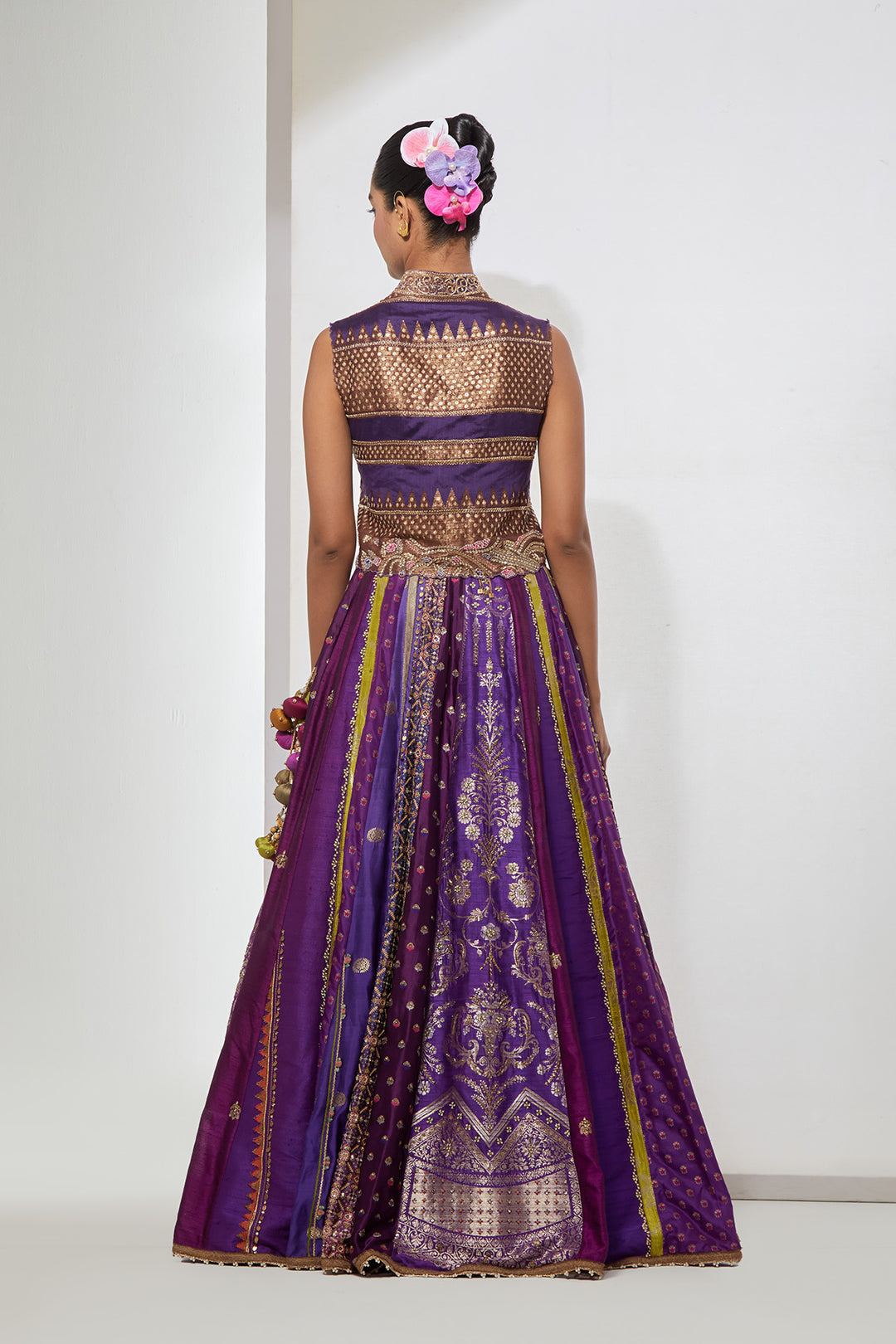 Purple Embroidered Lehenga Set with Embellished Jacket
