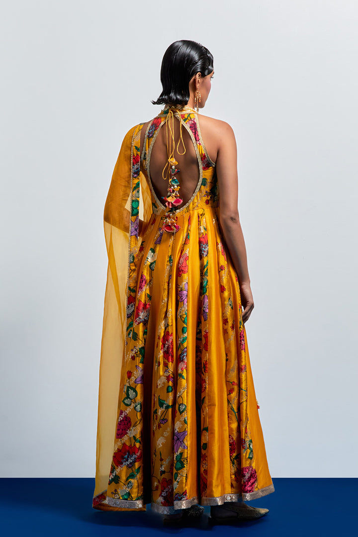 Mustard yellow anarkali set