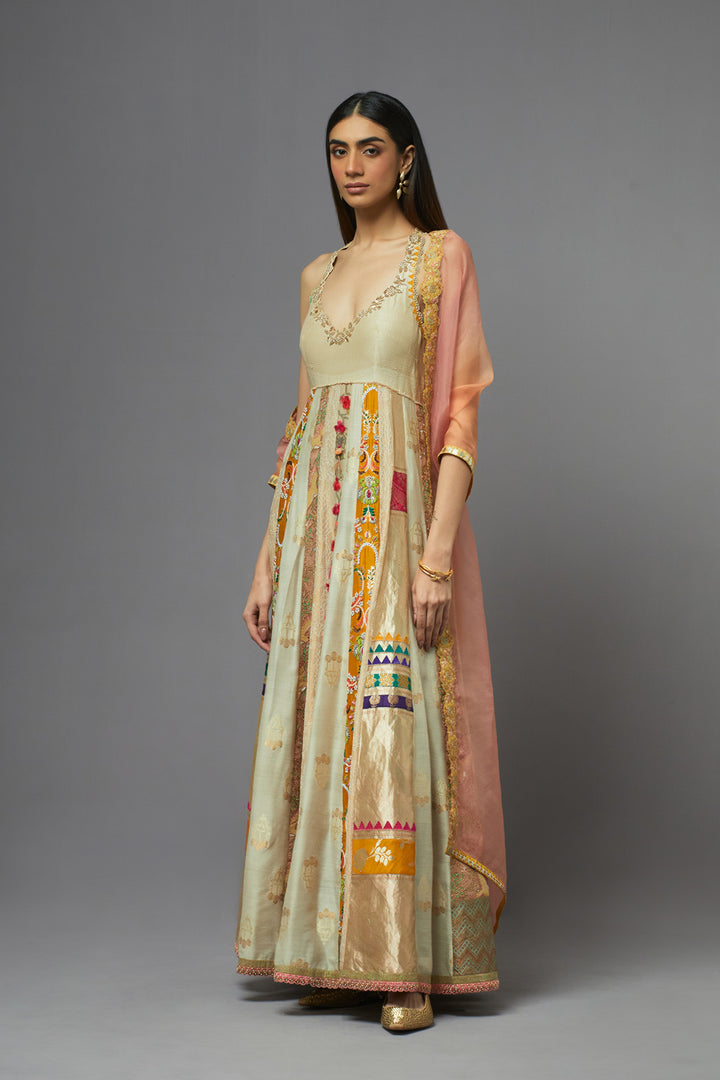 Ivory &amp; Gold anarkali set