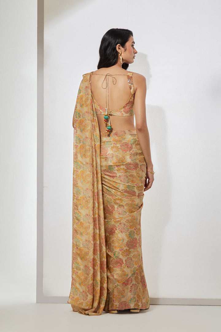 Golden Meadow Sequin Saree Set