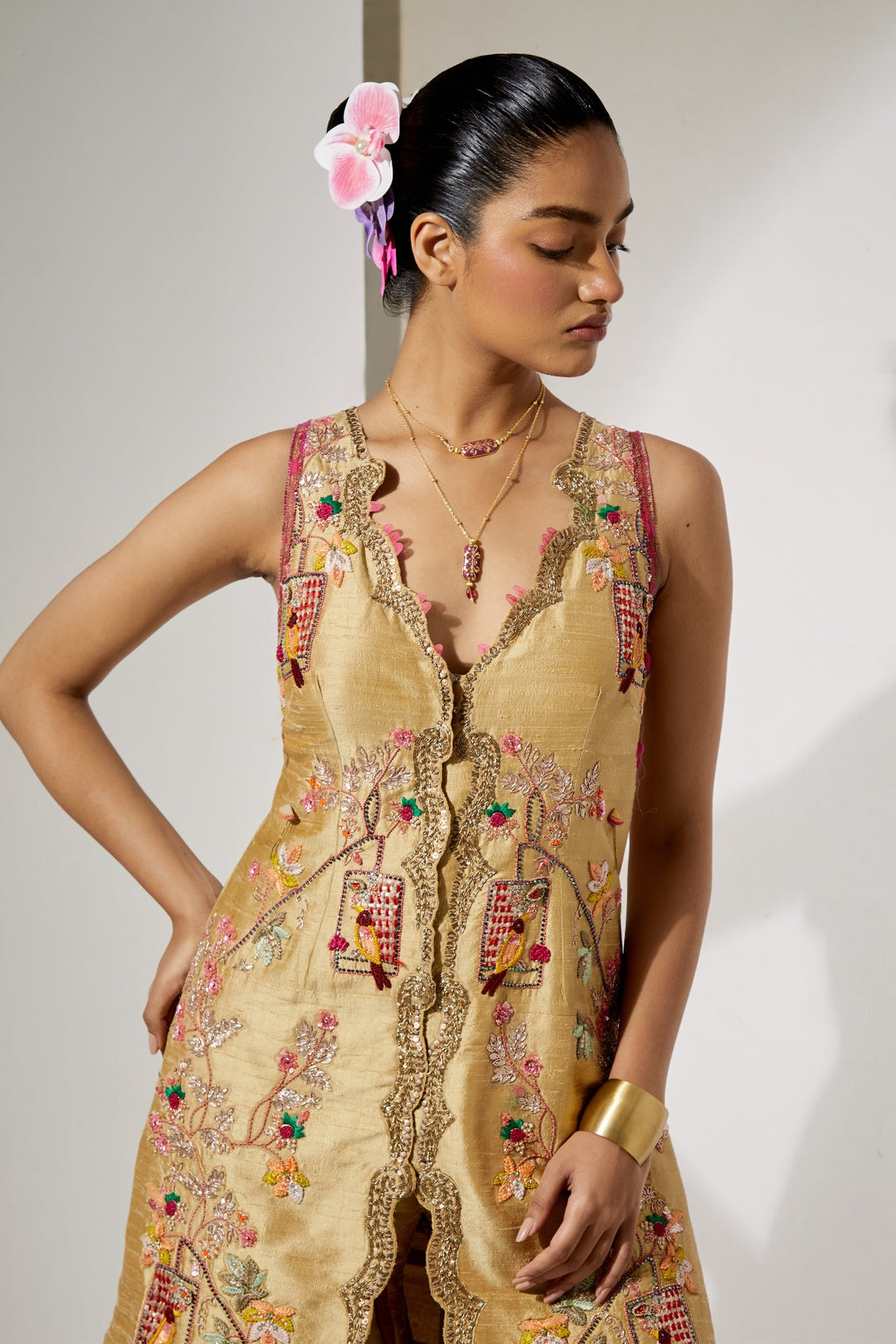 Sunheri Gul Silk Sharara Set