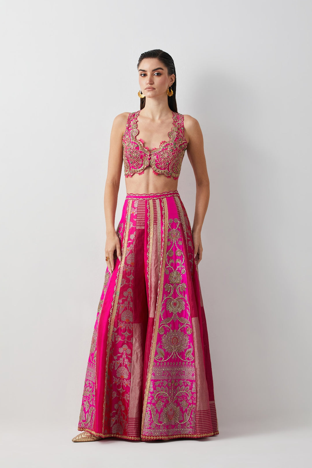 Diva Pink Hand Embroidered Cape Set